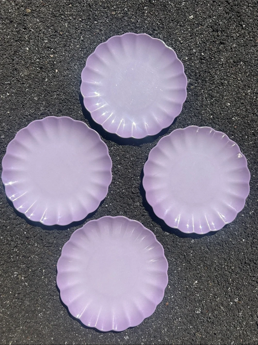 Lavender Scalloped melamine dinner Plates - Set of 4 for $12